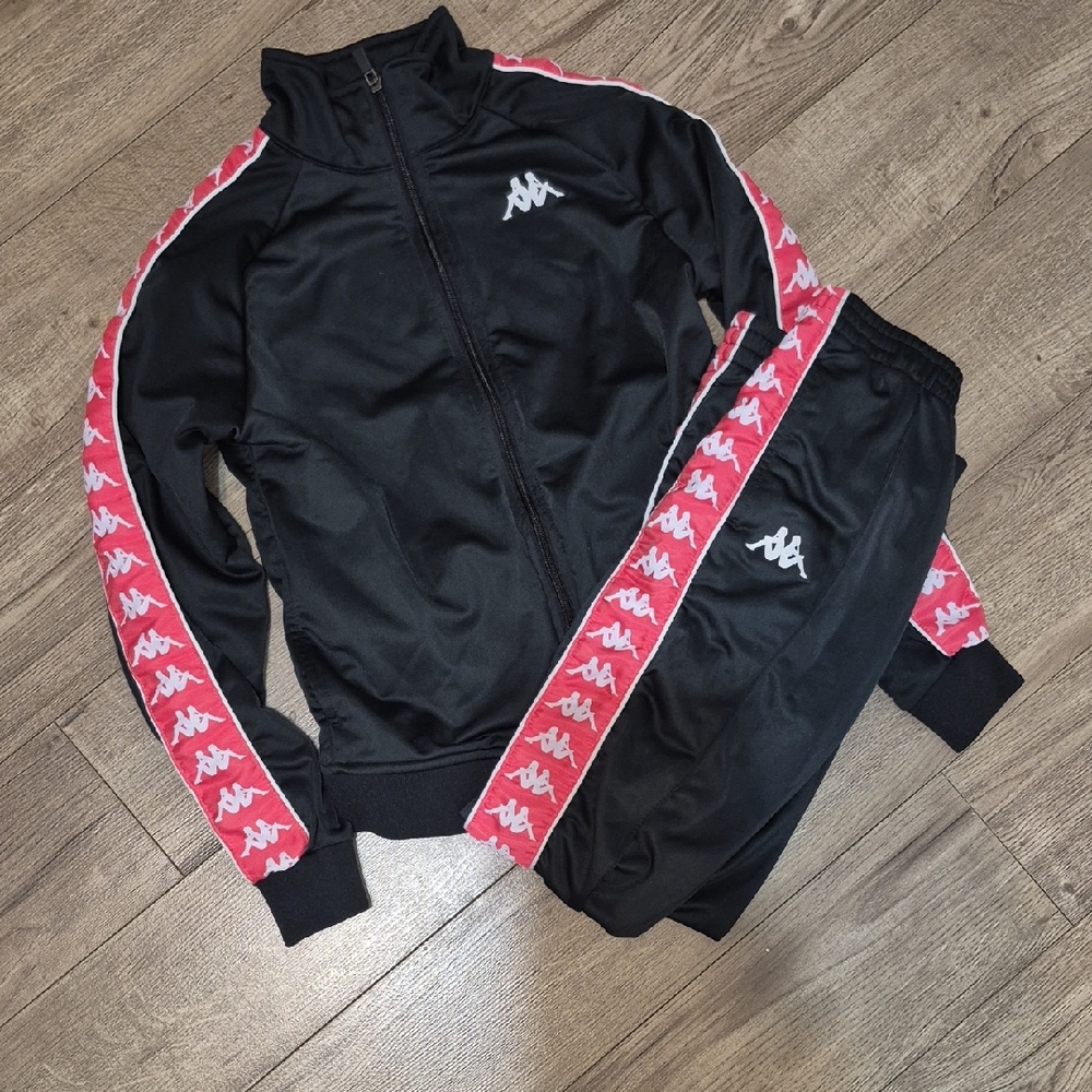 Kappa Black and Red Logo Tracksuit